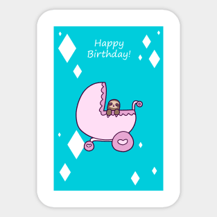 "Happy Birthday" Baby Sloth Sticker